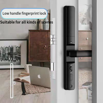 Black Zinc Alloy Smart Lock with Fingerprint WiFi Bluetooth for Aluminum Doors