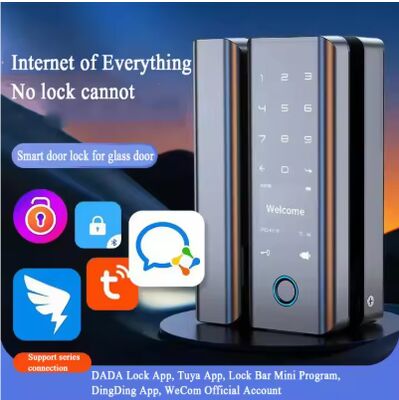 Tuya Smart Door Lock for Glass Doors with Easy Installation Fingerprint Unlock and APP Remote Control