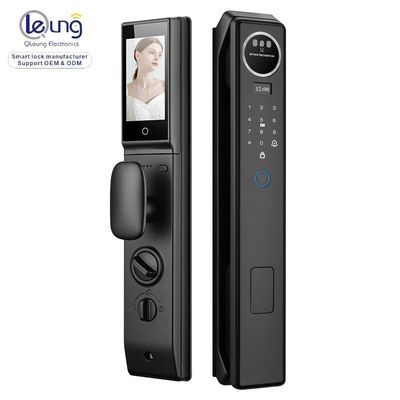 Qleung S959MAX 얼굴 바이오메트릭 비디오 호출 지문 인식 키 카드 투야 앱 완전 자동 스마트 도어 잠금