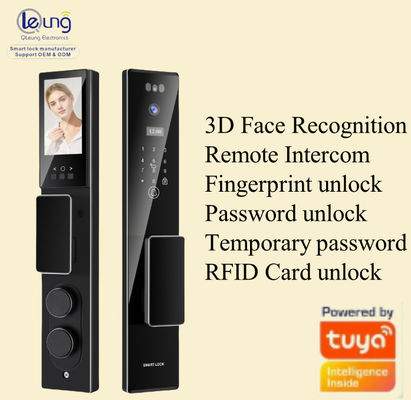 Qleung S555Max Face ID 비디오 인터콤 지문 인식 카드 키 코드 투야 앱 원격 제어 스마트 문 잠금