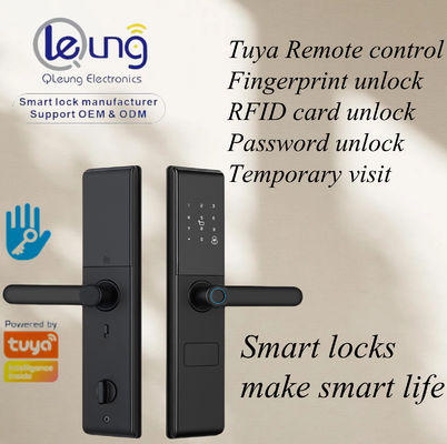 Qleung S829 Tuya Wifi 원격 제어 지문 코드 카드 키 없는 보안 스마트 홈 도어 잠금 홈 호텔